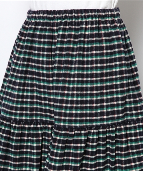 BEAMS BOY(ビームスボーイ)の「□BEAMS BOY / プリント ネル ティアード スカート**(スカート・レディース・ブラック/ベージュ/ブラウン/ダークブラウン/グリーン/インディゴブルー/ネイビー・ONE SIZE)」の10枚目の写真