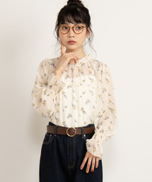 WEGO/スタンドフリルネックブラウス