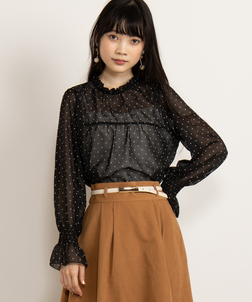 WEGO（ウィゴー）の「WEGO/スタンドフリルネックブラウス（シャツ/ブラウス・レディース・オフホワイト/その他1/その他2/ドット/その他3/その他4・FREE）」の6枚目の写真