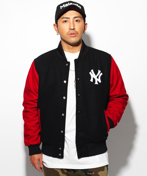 MAJESTIC(マジェスティック)の「ニューヨークヤンキース メルトンスタジャン(スタジャン)」|レッド
