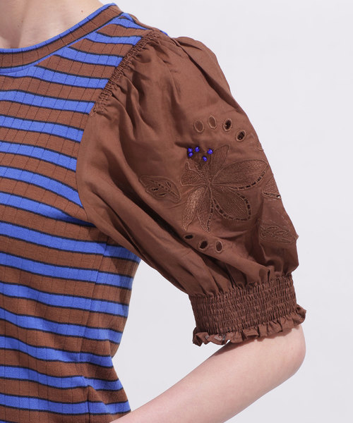 MUVEIL（ミュベール）の「MUVEIL/刺繍入りパフスリーブプルオーバー