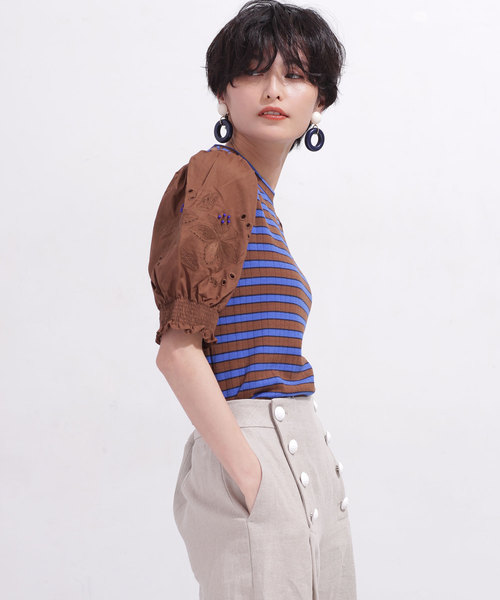 MUVEIL（ミュベール）の「MUVEIL/刺繍入りパフスリーブプルオーバー