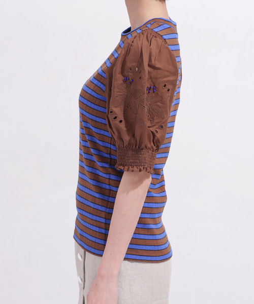 MUVEIL（ミュベール）の「MUVEIL/刺繍入りパフスリーブプルオーバー