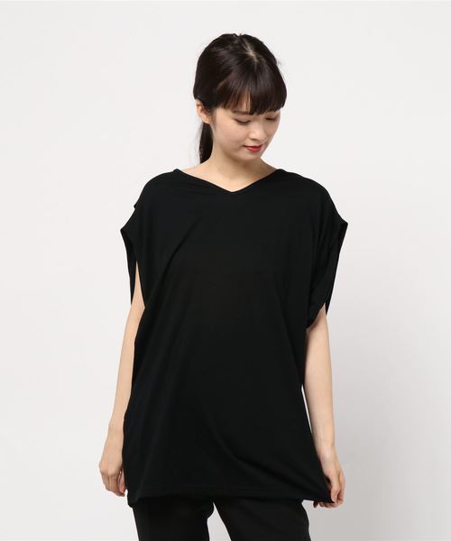 M/M ATTACHMENT(エムエムアタッチメント)の「【MM ATTACHIENT】C/Nドライ鹿の子 タックTee(Tシャツ/カットソー・レディース・ライトグレー/ブラック・1)」の2枚目の写真