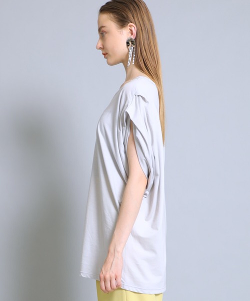 M/M ATTACHMENT(エムエムアタッチメント)の「【MM ATTACHIENT】C/Nドライ鹿の子 タックTee(Tシャツ/カットソー・レディース・ライトグレー/ブラック・1)」の5枚目の写真