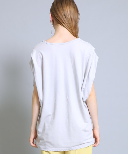 M/M ATTACHMENT(エムエムアタッチメント)の「【MM ATTACHIENT】C/Nドライ鹿の子 タックTee(Tシャツ/カットソー・レディース・ライトグレー/ブラック・1)」の6枚目の写真