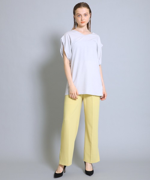 M/M ATTACHMENT(エムエムアタッチメント)の「【MM ATTACHIENT】C/Nドライ鹿の子 タックTee(Tシャツ/カットソー・レディース・ライトグレー/ブラック・1)」の3枚目の写真
