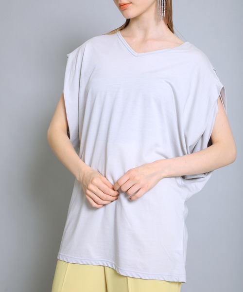 M/M ATTACHMENT(エムエムアタッチメント)の「【MM ATTACHIENT】C/Nドライ鹿の子 タックTee(Tシャツ/カットソー・レディース・ライトグレー/ブラック・1)」の8枚目の写真