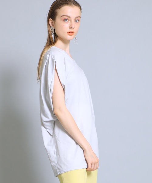M/M ATTACHMENT(エムエムアタッチメント)の「【MM ATTACHIENT】C/Nドライ鹿の子 タックTee(Tシャツ/カットソー・レディース・ライトグレー/ブラック・1)」の13枚目の写真
