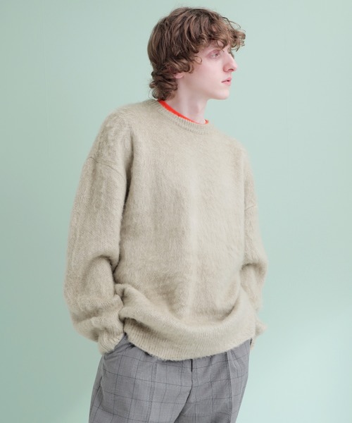 EMMA CLOTHES(エマクローズ)の「オーバーサイズモヘアーライクニット(ニット/セーター・メンズ・ブラック/ベージュ/グリーン・FREE)」の1枚目の写真