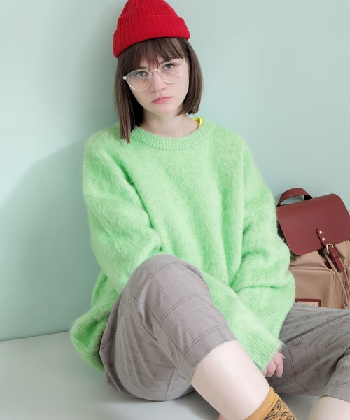 EMMA CLOTHES(エマクローズ)の「オーバーサイズモヘアーライクニット(ニット/セーター・メンズ・ブラック/ベージュ/グリーン・FREE)」の18枚目の写真