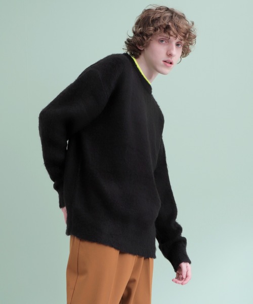 EMMA CLOTHES(エマクローズ)の「オーバーサイズモヘアーライクニット(ニット/セーター・メンズ・ブラック/ベージュ/グリーン・FREE)」の9枚目の写真