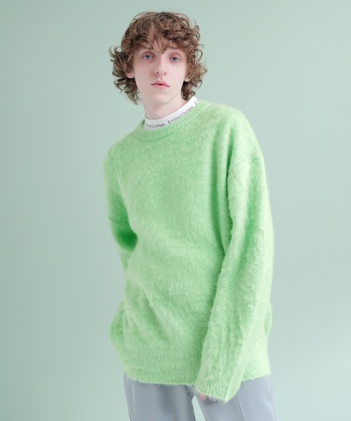 EMMA CLOTHES(エマクローズ)の「オーバーサイズモヘアーライクニット(ニット/セーター・メンズ・ブラック/ベージュ/グリーン・FREE)」の14枚目の写真