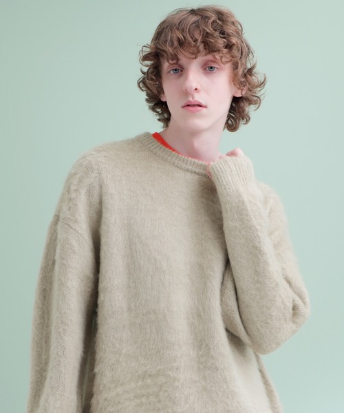 EMMA CLOTHES(エマクローズ)の「オーバーサイズモヘアーライクニット(ニット/セーター・メンズ・ブラック/ベージュ/グリーン・FREE)」の10枚目の写真