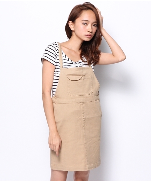 Kastane(カスタネ)の「【Kastane】デニムサロペットスカート(サロペット/オーバーオール・レディース・インディゴブルー/ベージュ/ブラック・FREE)」の13枚目の写真