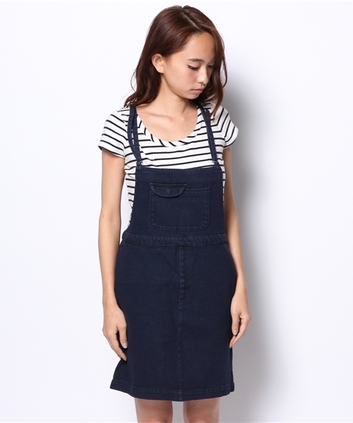 Kastane(カスタネ)の「【Kastane】デニムサロペットスカート(サロペット/オーバーオール・レディース・インディゴブルー/ベージュ/ブラック・FREE)」の10枚目の写真