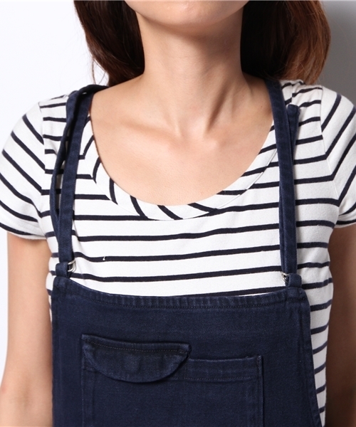 Kastane(カスタネ)の「【Kastane】デニムサロペットスカート(サロペット/オーバーオール・レディース・インディゴブルー/ベージュ/ブラック・FREE)」の6枚目の写真