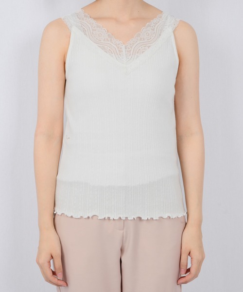 PairPair(ペアペア)の「レース付きインナータンク(タンクトップ・レディース・ブラック/オフホワイト/モカ・FREE)」の13枚目の写真