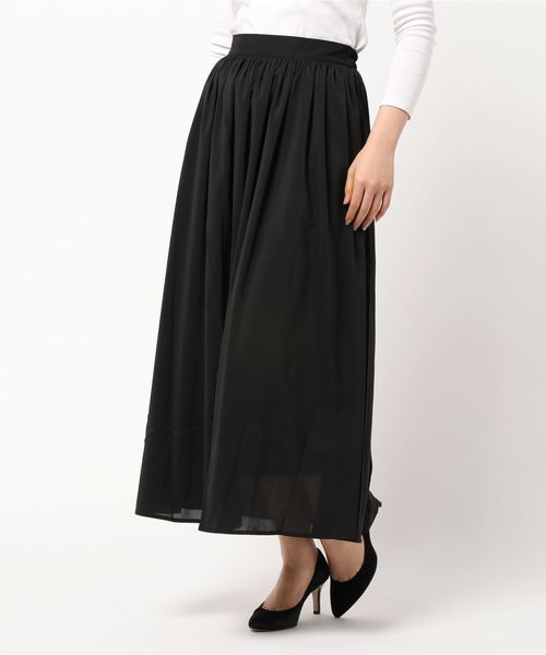 KOBE LETTUCE（コウベレタス）の「ウエストギャザーシフォンマキシスカート（スカート・レディース・ブラック/ベージュ/サックスブルー/ラベンダー/ベージュ系その他/オレンジ系その他・FREE）」の2枚目の写真