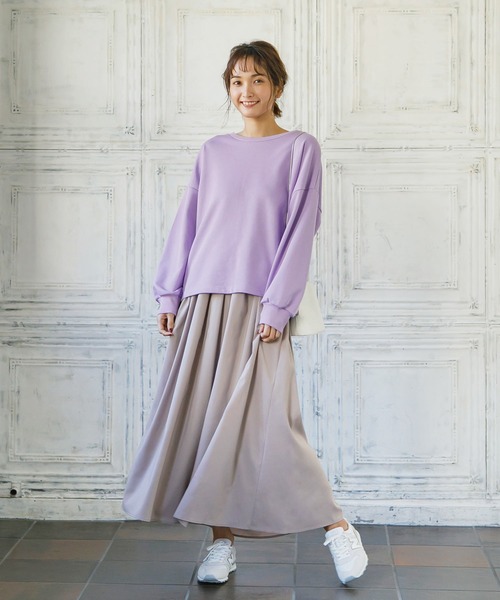 KOBE LETTUCE（コウベレタス）の「ウエストギャザーシフォンマキシスカート（スカート・レディース・ブラック/ベージュ/サックスブルー/ラベンダー/ベージュ系その他/オレンジ系その他・FREE）」の12枚目の写真