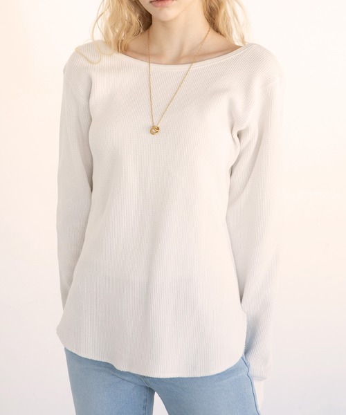 ALEXIA STAM（アリシアスタン）の「Open Back Waffle Top/オープンバックワッフルトップ（Tシャツ/カットソー・レディース・ホワイト/グリーン/モカ・FREE）」の2枚目の写真