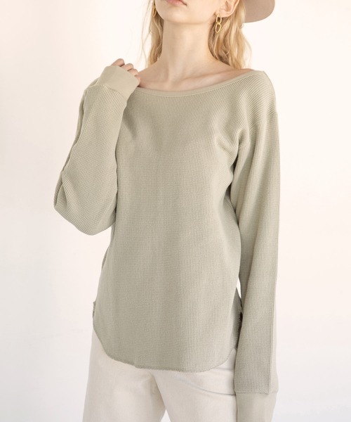 ALEXIA STAM（アリシアスタン）の「Open Back Waffle Top/オープンバックワッフルトップ（Tシャツ/カットソー・レディース・ホワイト/グリーン/モカ・FREE）」の3枚目の写真