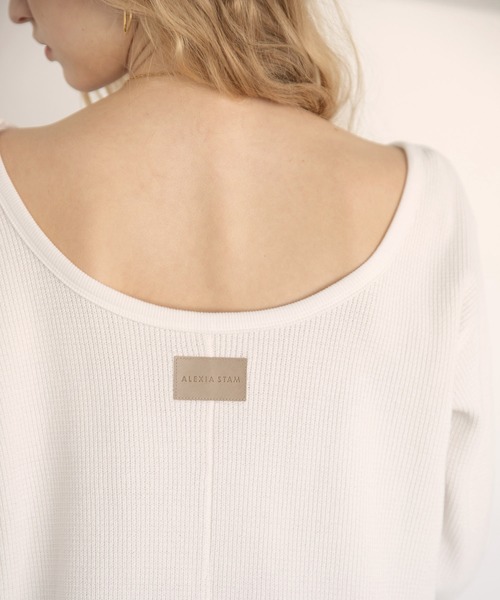 ALEXIA STAM（アリシアスタン）の「Open Back Waffle Top/オープンバックワッフルトップ（Tシャツ/カットソー・レディース・ホワイト/グリーン/モカ・FREE）」の6枚目の写真
