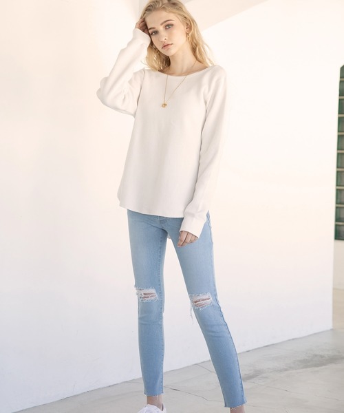 ALEXIA STAM（アリシアスタン）の「Open Back Waffle Top/オープンバックワッフルトップ（Tシャツ/カットソー・レディース・ホワイト/グリーン/モカ・FREE）」の7枚目の写真