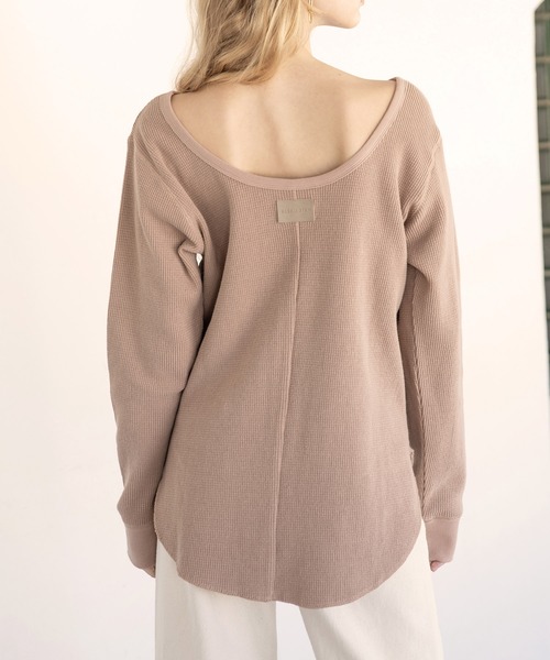 ALEXIA STAM（アリシアスタン）の「Open Back Waffle Top/オープンバックワッフルトップ（Tシャツ/カットソー・レディース・ホワイト/グリーン/モカ・FREE）」の9枚目の写真