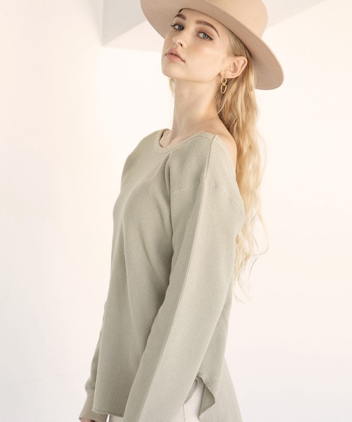 ALEXIA STAM（アリシアスタン）の「Open Back Waffle Top/オープンバックワッフルトップ（Tシャツ/カットソー・レディース・ホワイト/グリーン/モカ・FREE）」の11枚目の写真