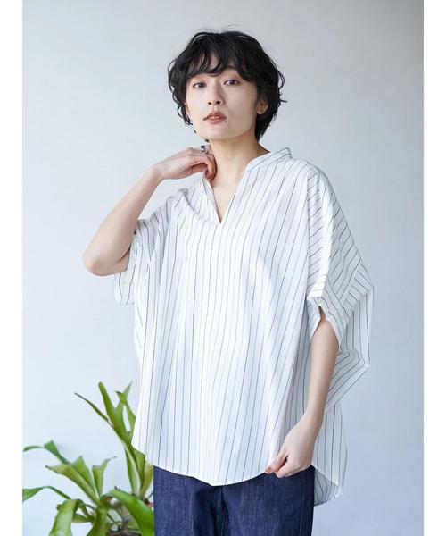 AMERICAN HOLIC（アメリカンホリック）の「スキッパードルマンバックタックシャツ ＊（シャツ/ブラウス・レディース・ネイビー/オフホワイト/その他5/ストライプ/ライトベージュ/ホワイト系その他6/ホワイト系その他7/ブルー系その他4/ブルー系その他5・M/L）」の12枚目の写真