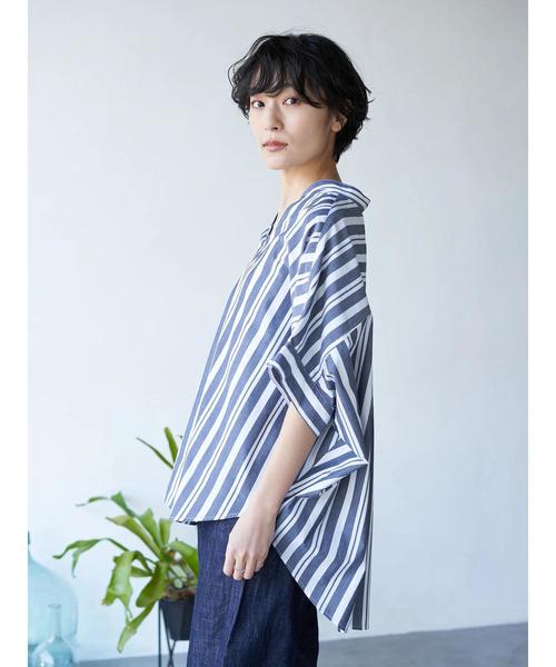 AMERICAN HOLIC（アメリカンホリック）の「スキッパードルマンバックタックシャツ ＊（シャツ/ブラウス・レディース・ネイビー/オフホワイト/その他5/ストライプ/ライトベージュ/ホワイト系その他6/ホワイト系その他7/ブルー系その他4/ブルー系その他5・M/L）」の9枚目の写真