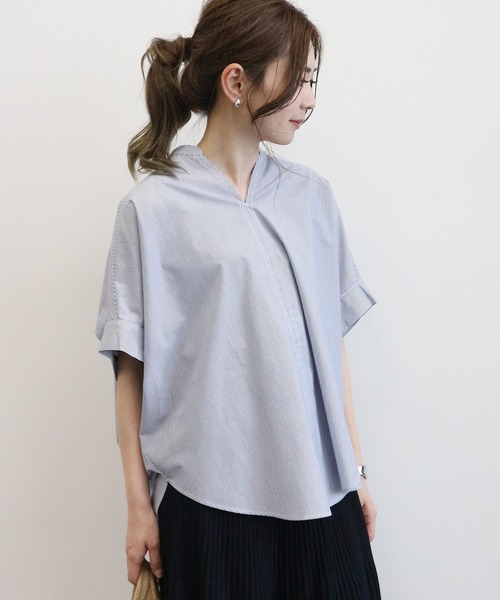 AMERICAN HOLIC（アメリカンホリック）の「スキッパードルマンバックタックシャツ ＊（シャツ/ブラウス・レディース・ネイビー/オフホワイト/その他5/ストライプ/ライトベージュ/ホワイト系その他6/ホワイト系その他7/ブルー系その他4/ブルー系その他5・M/L）」の7枚目の写真