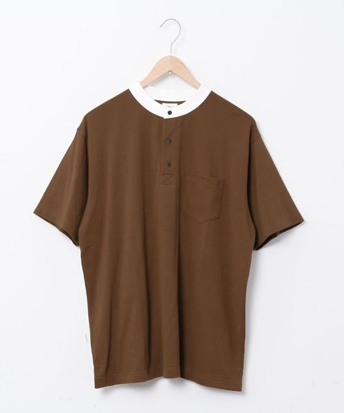 coen（コーエン）の「鹿の子スタンドカラーポロシャツ（ポロシャツ・メンズ・ネイビー/ブラウン・X-LARGE/LARGE/SMALL/MEDIUM）」の5枚目の写真