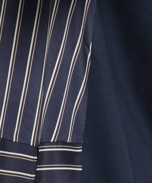 トップスダブルストライプ切り替えプルオーバー Tシャツ カットソー Esche エッシュ のファッション