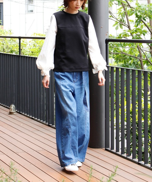 AVIE デニム ワイドパンツ AVIE ジーンズ デニム デニムパンツ 7.5オンスデニムハイ