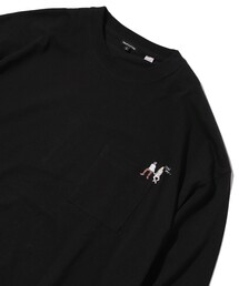 FREAK'S STORE | WEB限定 ワンポイント 刺繍デザインポケット 米綿ロングスリーブTEE/カップル/ロンT(Tシャツ/カットソー)