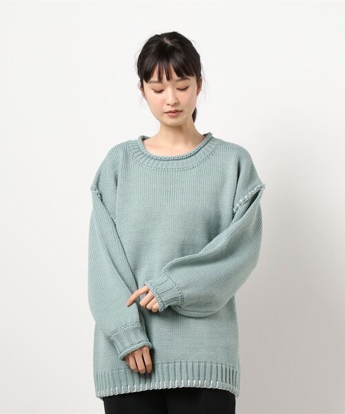 KOBE LETTUCE（コウベレタス）の「ハンドステッチビッグシルエットニットトップス（ニット/セーター・レディース・ベージュ/ブルー系その他/ブラウン/ブラック・FREE）」の15枚目の写真