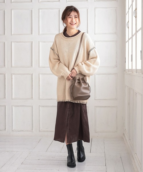 KOBE LETTUCE（コウベレタス）の「ハンドステッチビッグシルエットニットトップス（ニット/セーター・レディース・ベージュ/ブルー系その他/ブラウン/ブラック・FREE）」の10枚目の写真