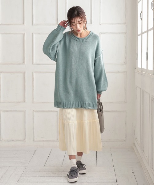 KOBE LETTUCE（コウベレタス）の「ハンドステッチビッグシルエットニットトップス（ニット/セーター・レディース・ベージュ/ブルー系その他/ブラウン/ブラック・FREE）」の11枚目の写真