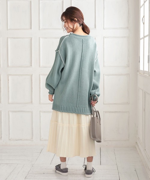 KOBE LETTUCE（コウベレタス）の「ハンドステッチビッグシルエットニットトップス（ニット/セーター・レディース・ベージュ/ブルー系その他/ブラウン/ブラック・FREE）」の12枚目の写真