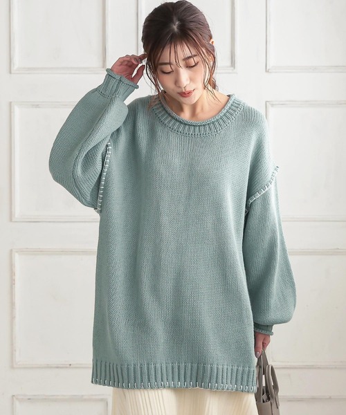 KOBE LETTUCE（コウベレタス）の「ハンドステッチビッグシルエットニットトップス（ニット/セーター・レディース・ベージュ/ブルー系その他/ブラウン/ブラック・FREE）」の18枚目の写真