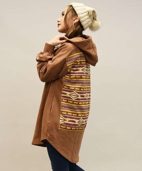 パーカー バンダナremakeBIG SWEAT チュニックPK レディース バンダナremakeBIG SWEAT チュニックPK（パーカー）｜LEAD