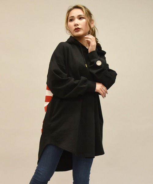 LEAD（リード）の「バンダナremakeBIG SWEAT チュニックPK（パーカー・レディース・ライトアッシュグレー/ミント/ピンク系その他2/ピンク系その他3/イエロー系その他2/パープル系その他2/ブラック/イエロー系その他・FREE）」の9枚目の写真
