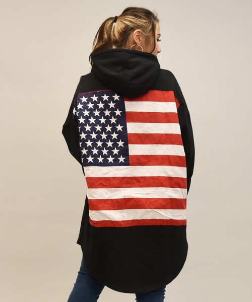 LEAD（リード）の「バンダナremakeBIG SWEAT チュニックPK（パーカー・レディース・ライトアッシュグレー/ミント/ピンク系その他2/ピンク系その他3/イエロー系その他2/パープル系その他2/ブラック/イエロー系その他・FREE）」の11枚目の写真