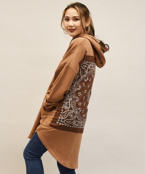 LEAD（リード）の「バンダナremakeBIG SWEAT チュニックPK（パーカー・レディース・ライトアッシュグレー/ミント/ピンク系その他2/ピンク系その他3/イエロー系その他2/パープル系その他2/ブラック/イエロー系その他・FREE）」の17枚目の写真