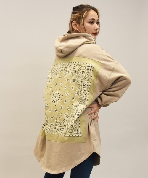 LEAD（リード）の「バンダナremakeBIG SWEAT チュニックPK（パーカー・レディース・ライトアッシュグレー/ミント/ピンク系その他2/ピンク系その他3/イエロー系その他2/パープル系その他2/ブラック/イエロー系その他・FREE）」の20枚目の写真
