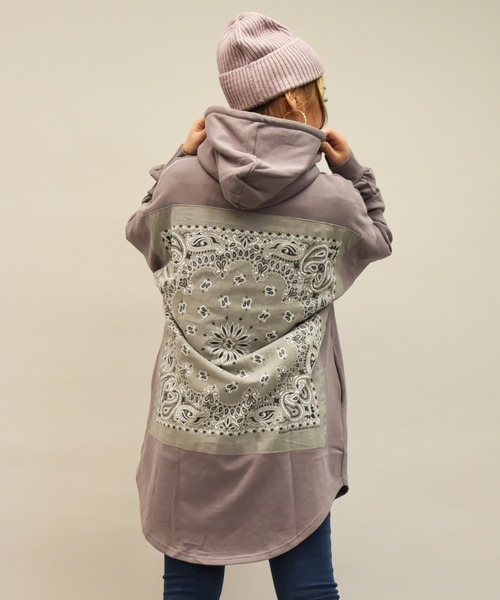 LEAD（リード）の「バンダナremakeBIG SWEAT チュニックPK（パーカー・レディース・ライトアッシュグレー/ミント/ピンク系その他2/ピンク系その他3/イエロー系その他2/パープル系その他2/ブラック/イエロー系その他・FREE）」の21枚目の写真