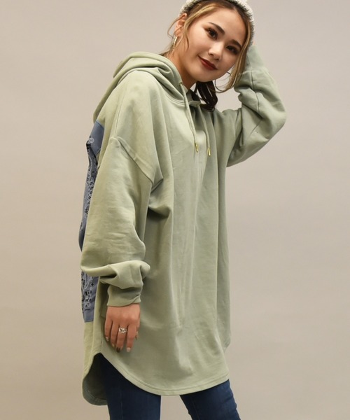 LEAD（リード）の「バンダナremakeBIG SWEAT チュニックPK（パーカー・レディース・ライトアッシュグレー/ミント/ピンク系その他2/ピンク系その他3/イエロー系その他2/パープル系その他2/ブラック/イエロー系その他・FREE）」の22枚目の写真