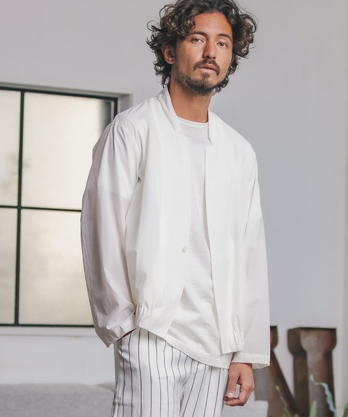 CAMBIO(カンビオ)の「mj7748-着流しカーデブルゾン(ブルゾン・メンズ・ホワイト/ベージュ・LL/M/L)」の1枚目の写真